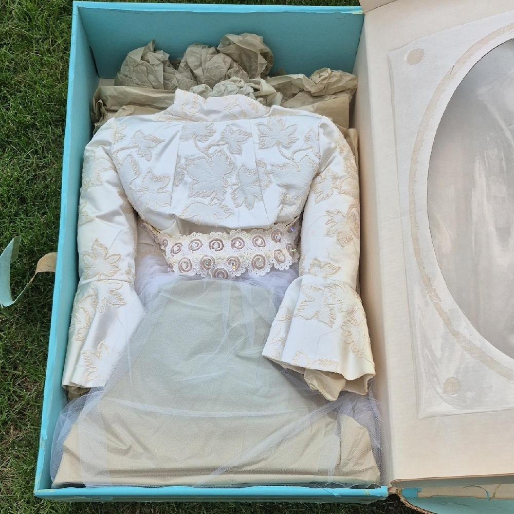 1960s Hand Sewn, Hand Embroidered Cream Wedding Gown